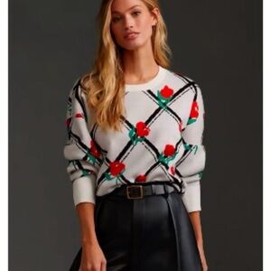 Maeve Cream and Red Floral Women's Sweater